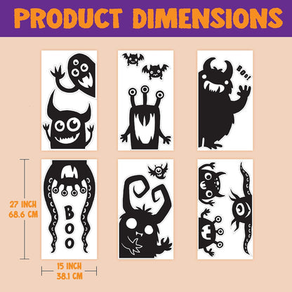 JOYIN 6Pcs Halloween Decorations Window Covers Clings, Monster Novelty Cute Wiggly Decor Decal Stickers for Party Supplies
