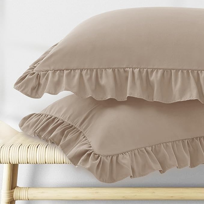 KKJIAF Ruffle Pillow Cases King Size Set of 2, Ruffled Pillow Covers by KKJIAF