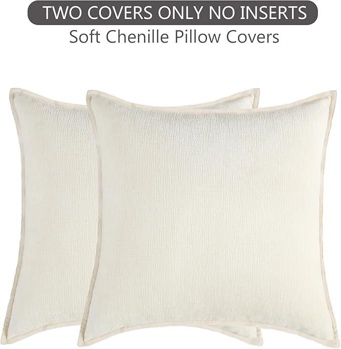 Stellhome Pack of 2, Soft Chenille Soild Throw Pillow Covers Accent Cushion - Image 5