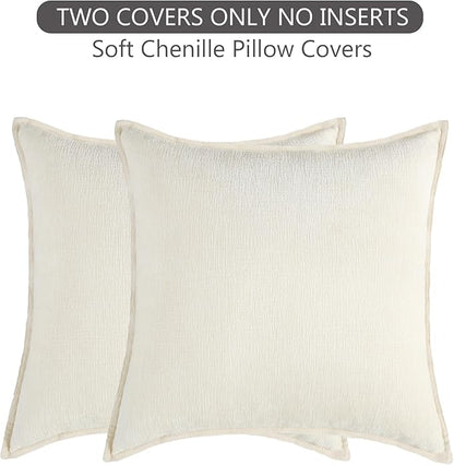 Stellhome Pack of 2, Soft Chenille Soild Throw Pillow Covers Accent Cushion - Image 5