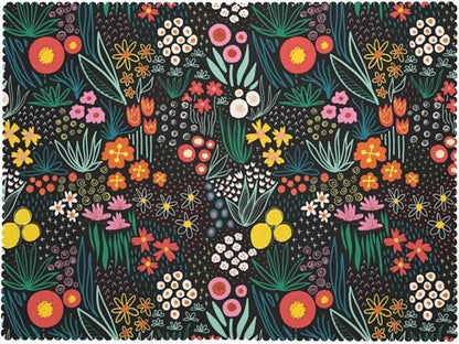 Colorful Flowers Tablecloth Floral Flower Field Black Meadow Herbs Leaves Table - Image 7
