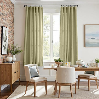jinchan Linen Blend Curtains 72 inch Length 2 Panels - Image 3
