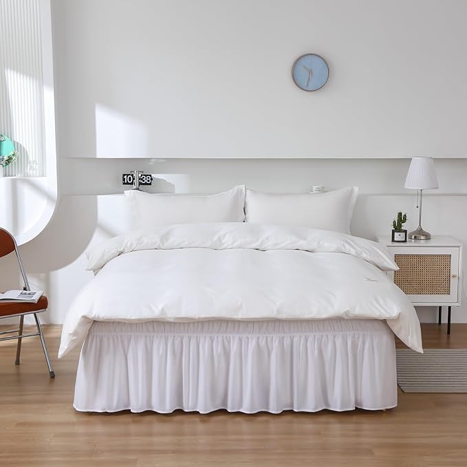MEILA Wrap Around Bed Skirt Three Fabric Sides Elastic Dust Ruffled 16 Inch - Image 4