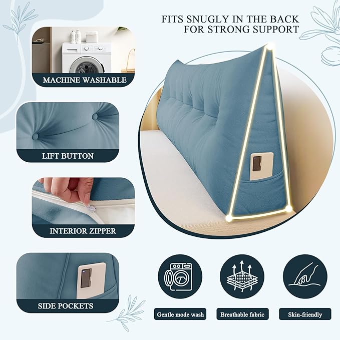Headboard Pillow Queen, Large Triangular Wedge Headboard Pillow - Image 5