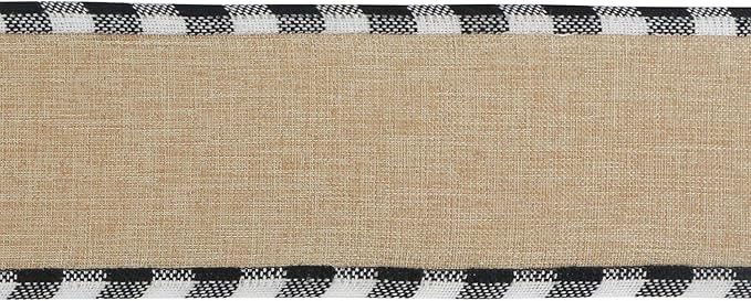 MEEDEE Burlap Christmas Ribbon Wired 2.5 Inch Plaid - Image 6