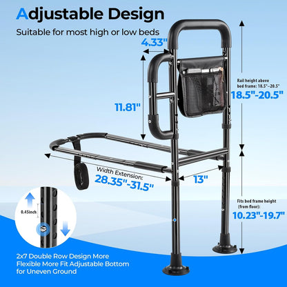 bed rails for elderly adults safety, astm tested, close-up detail