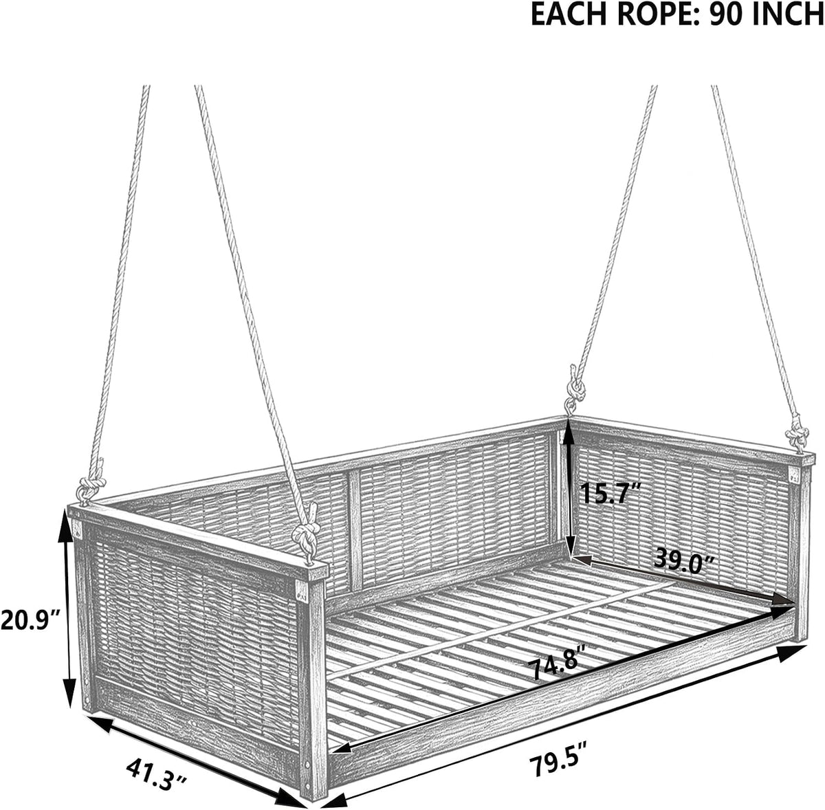lumisol twin size outdoor porch swing bed, solid shown in use