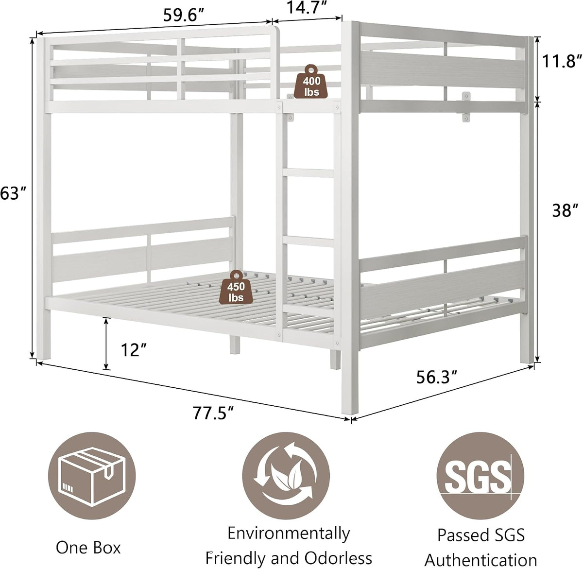 galnfu metal bunk bed full over full, heavy shown in use