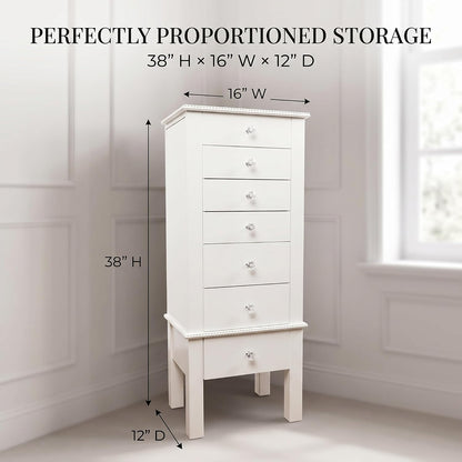 hives and honey kimberly jewelry armoire with mirror showing dimensions