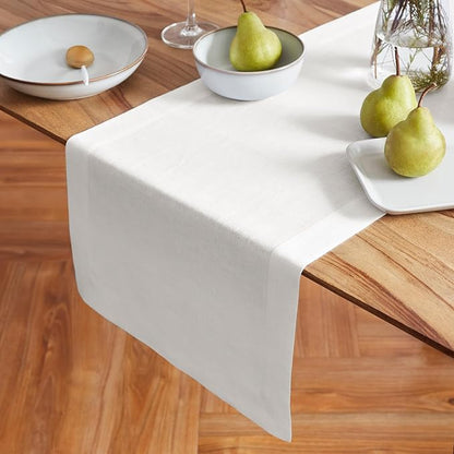 Solino Home 100% Pure Linen White Table Runner 36 Inches - Image 2
