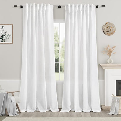 Nanspring White Linen Curtains 84 inches Long by Nanspring