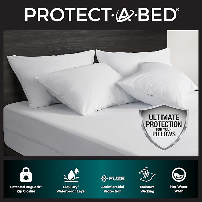 Protect-A-Bed AllerZip Standard 20" x 26" Pillow Protectors, Bed Bug and Dust - Image 2