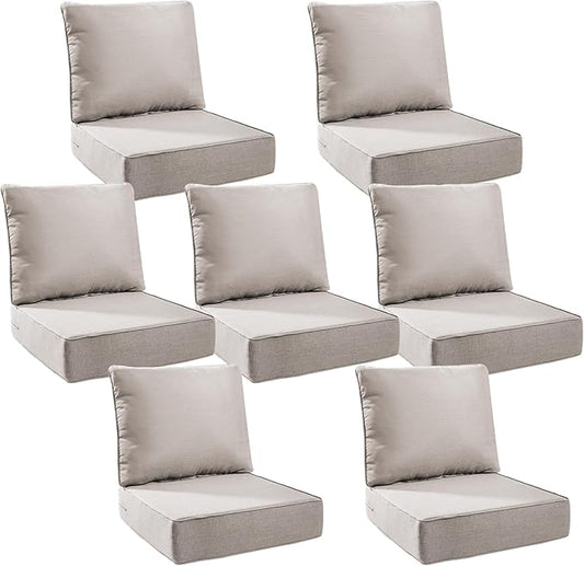 6" Thick Outdoor Cushions 24x24x6, 7-Set Deep Seat Patio Cushions by Pugire