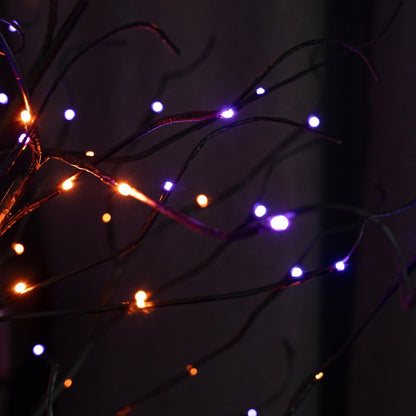 TW SHINE 2 Pack 6FT Halloween Lighted Black Birch Tree, Total 288 LED Purple and Orange Lights Artificial Spooky Tree with Timer, Waterproof Halloween Decoration for Indoor Outdoor Home Party Decor