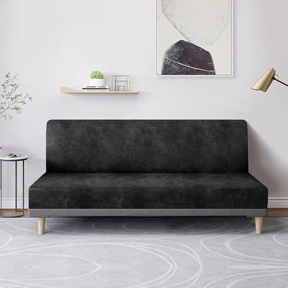 molasofa Leather Like Stretch Futon Slipcover Armless Futon Bed Sofa Cover - Image 3