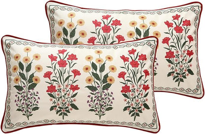ISAENNE Design Lumbar Vintage Floral Throw Pillow Covers 12"x20" Set of 2 by Isaennehomedecoration