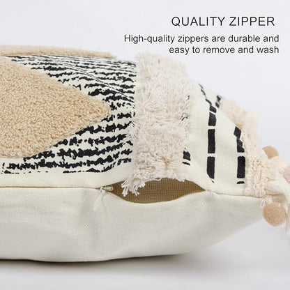 1Pc Boho Textured Lumbar Pillow Cover 12x 20, Diamond Woven Tufted Farmhouse - Image 4