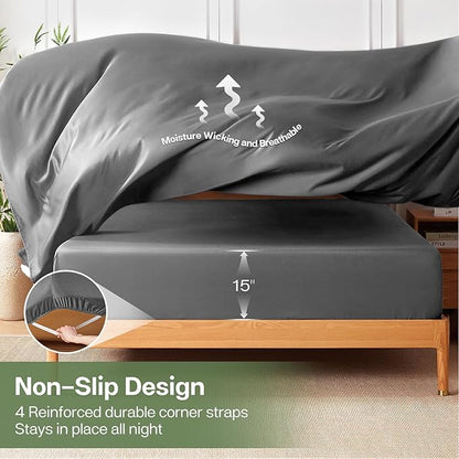 MR&HM Full Fitted Sheet Only, Ultra-Soft Rayon Derived from Bamboo & Polyester - Image 5