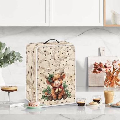 Christmas Coffee Maker Cover, Dustproof Washable Highland Cow Coffee Machine - Image 3
