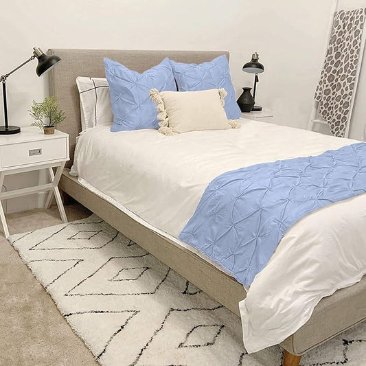 Bed Runner Set - 100% Pure Cotton 800 Thread Count - Luxury 1 Pinch Pleated Bed by Unknown