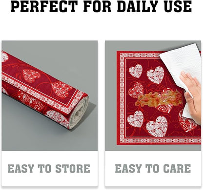 Giwawa Love Heart Placemats Set of 4, Valentines Day Red White Hearts Print - Image 6