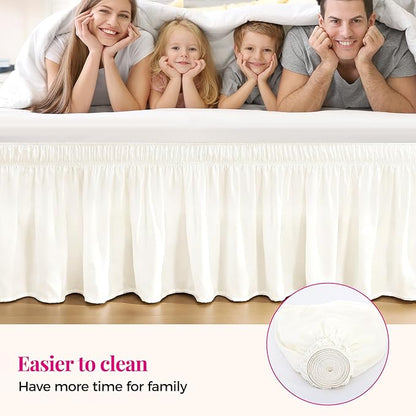 RIMELA Cream White Bed Skirt Queen Size 15 Inch Drop, Wrap Around Elastic - Image 5
