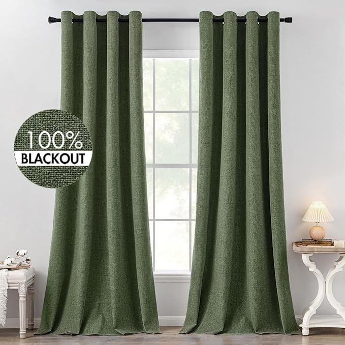 MIULEE 100% Blackout Linen Textured Curtains by MIULEE