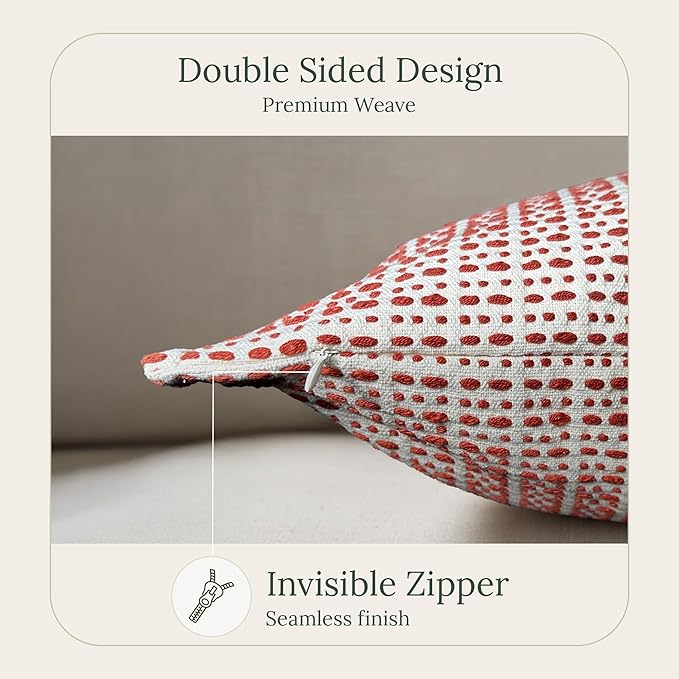 SanVia Rust Glow Premium Cotton Throw Pillow Covers, 20 x 20 Inches, Luxurious - Image 2