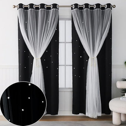 Blackout Curtains with Sheer Overlay by Ftinala
