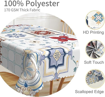 70x140inches Retro Moroccan Tablecloth Oriental Eastern Pattern Ornament Tiles - Image 3