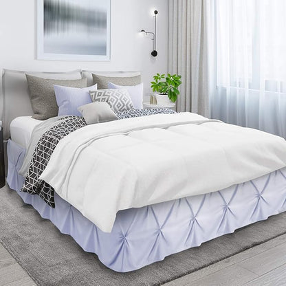 Nestl Ice Blue Bed Skirt Queen Size, Pinch Pleat Queen Bed Skirt, Hotel Quality - Image 3