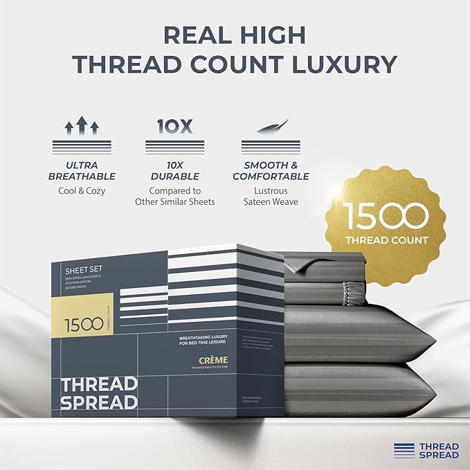 THREAD SPREAD Egyptian Cotton Sheets King Size - Image 2