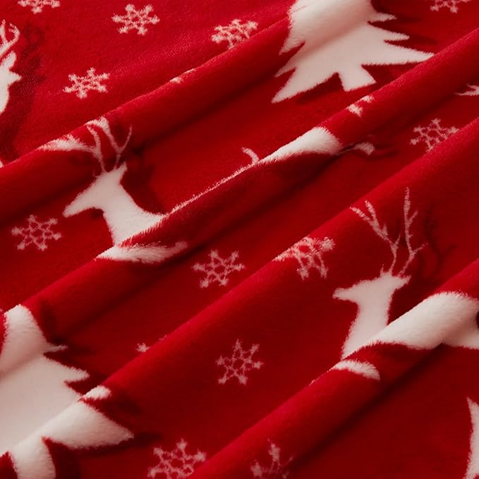 COOVA Christmas Faux Rabbit Fur & Flannel Throw Blanket 50x60 Inch - Image 5