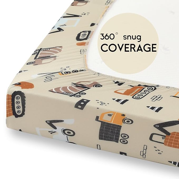 Yoofoss Pack and Play Sheets Fitted, Mini Crib Sheets 2-Pack - Image 6