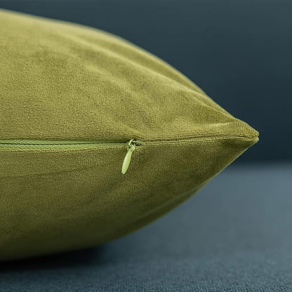 Couch Pillow Cases 24x24 Chartreuse: 2 Pack Cozy Soft Velvet Square Throw - Image 2