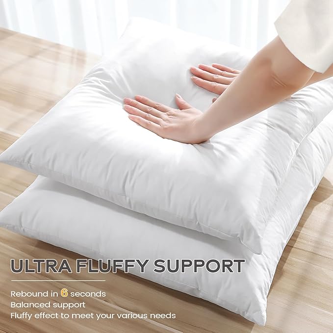 SAVORI Set of 2 Down and Feather Throw Pillow Inserts 12x12 Soft Fluffy Pillow - Image 5
