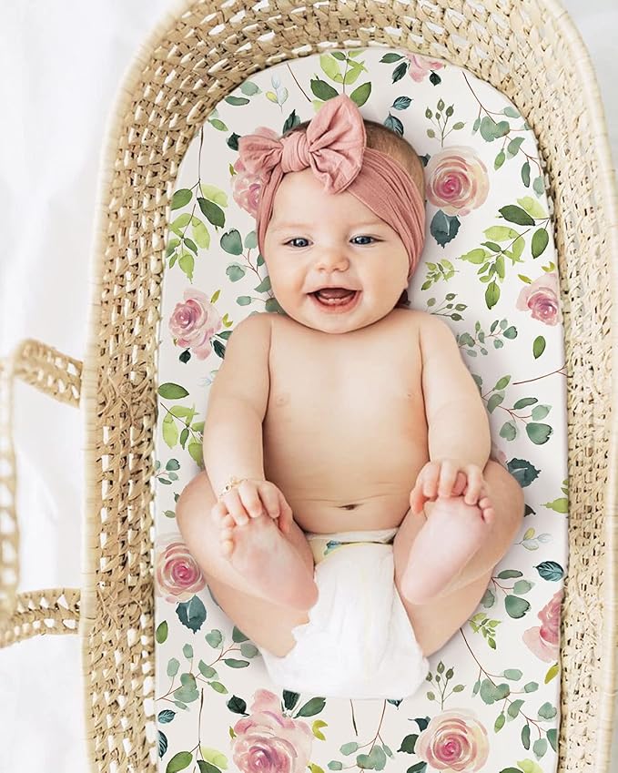 GRSSDER Stretchy Ultra Soft Baby Fitted Bassinet Sheet Set 2 Pack, Universal - Image 3