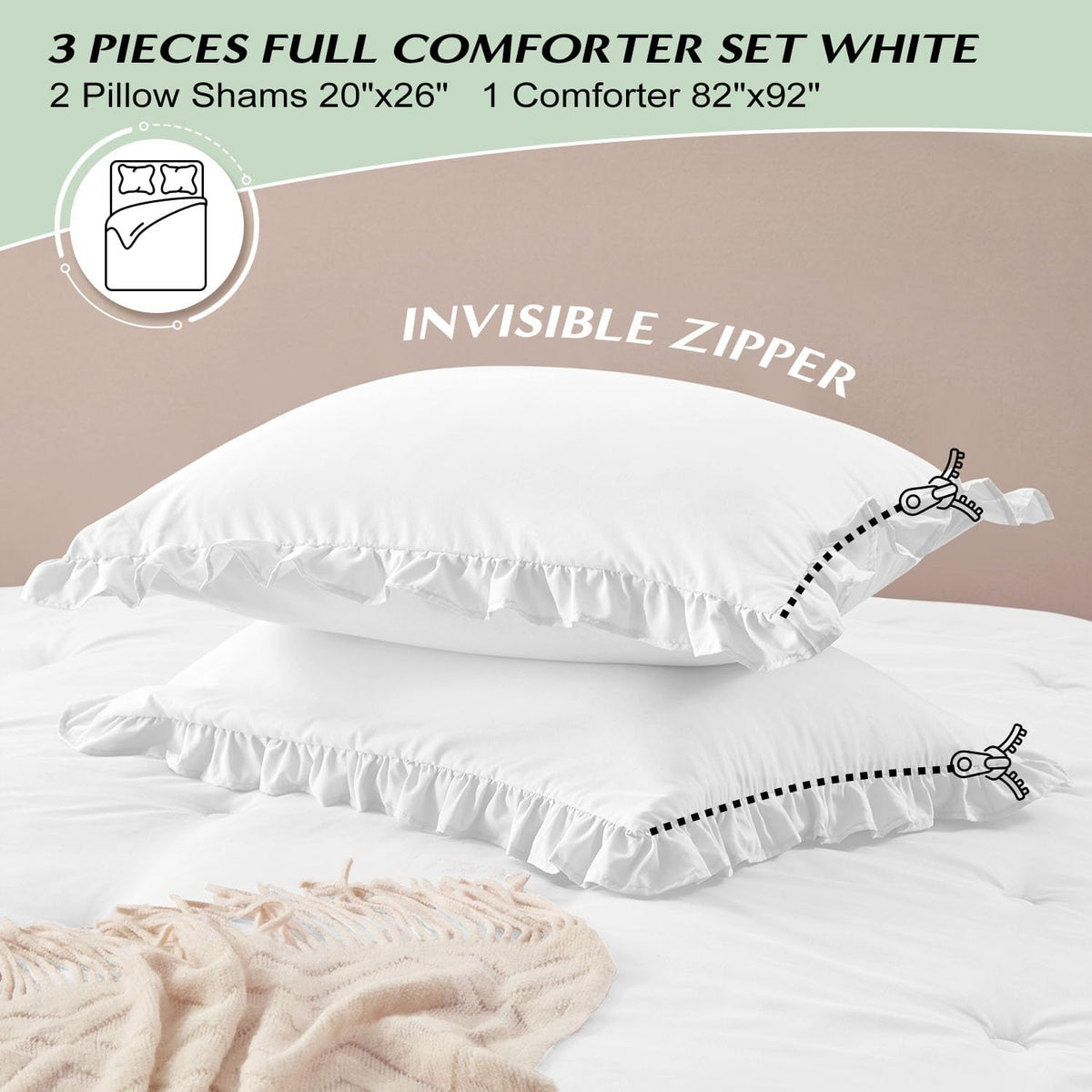 harborest full comforter - white ruffle comforter for, package contents