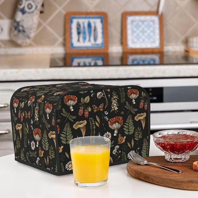 Vintage Witch Leaves Plant Mushroom 4 Slice Toaster Cover, Waterproof Toaster - Image 7