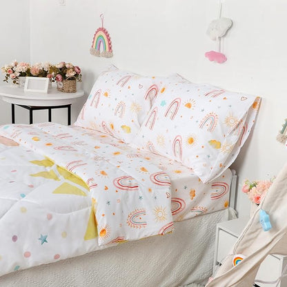 Twin Size Toddler Bedding Set for Girls- 5 Piece Rainbow Toddler Girl Bedding - Image 3