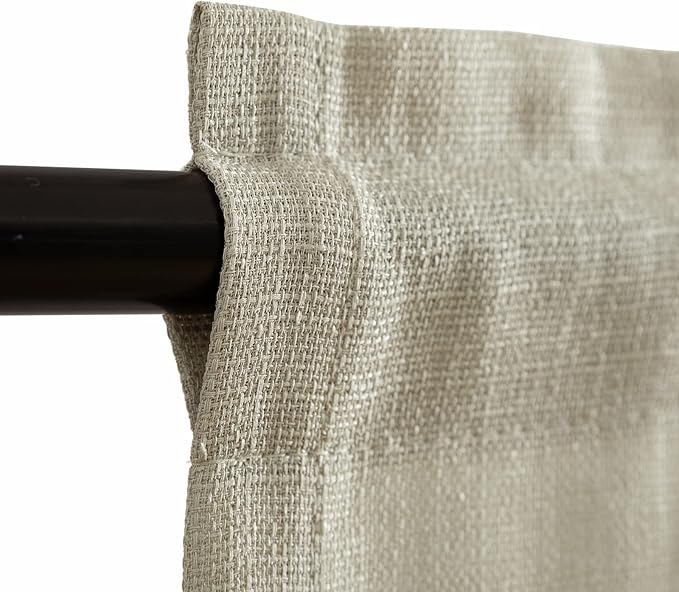 jinchan Kitchen Curtain 24 Inch Faux Linen Tier Farmhouse Cafe Curtains Country - Image 2