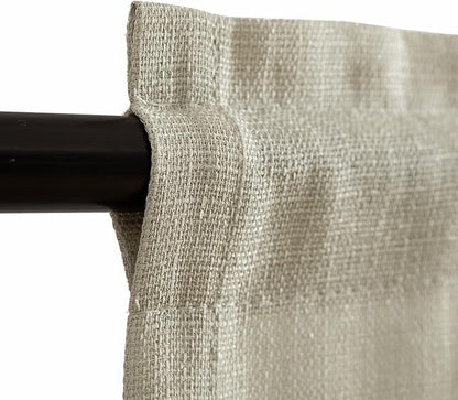 jinchan Kitchen Curtain 24 Inch Faux Linen Tier Farmhouse Cafe Curtains Country - Image 2