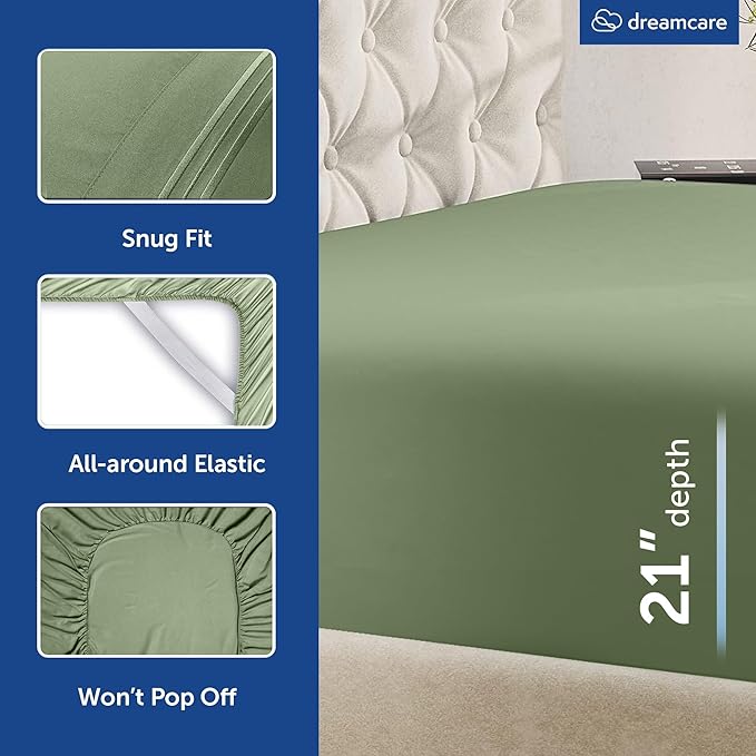 DREAMCARE King Size Sheets Set – 4 pcs Cooling Sheets – up to 21” Deep Pocket - Image 7