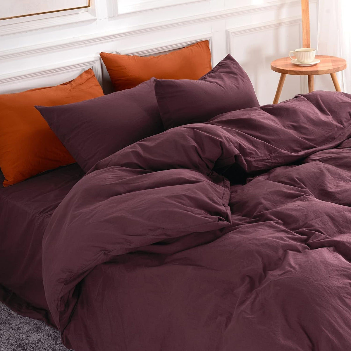 nexhome pro duvet cover set queen size linen, main product view