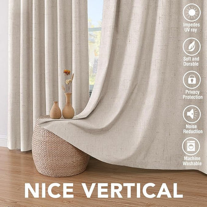 H.VERSAILTEX Primitive Linen Curtains 100% Blackout Curtain Drapes Burlap - Image 7