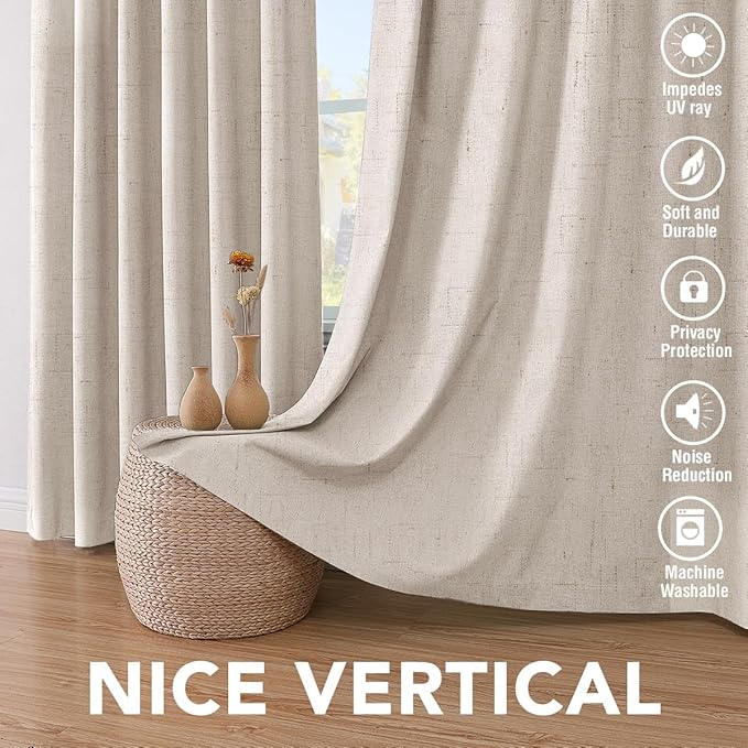 H.VERSAILTEX Blackout Curtains, Linen Curtains 108 inches Long 100% Black Out - Image 7