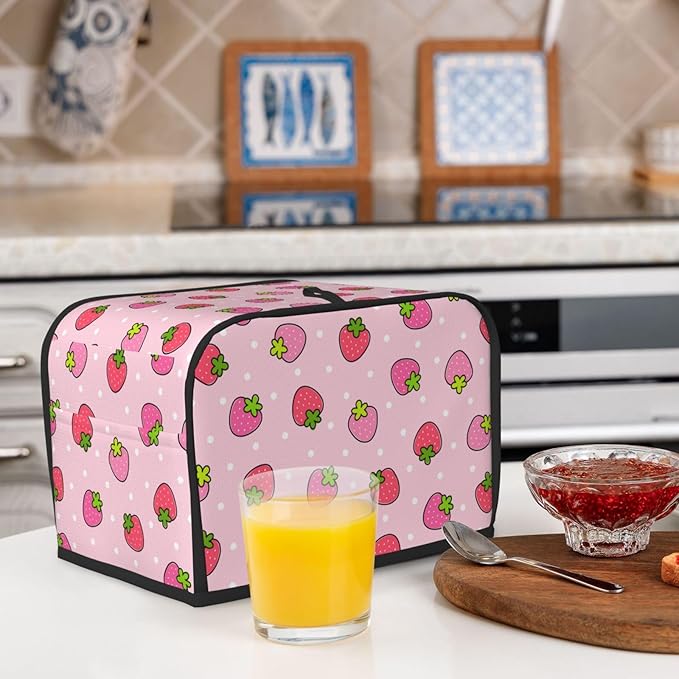 Pink Cute Strawberry 2 Slice Toaster Cover, Waterproof Toaster Dust Cover Bread - Image 7