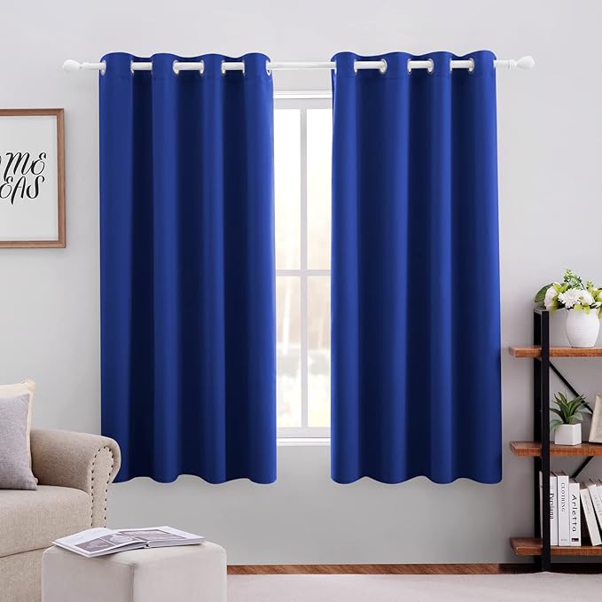 HOMEIDEAS Royal Blue Blackout Curtains 52 X 63 Inch Bedroom Curtains Set of 2 by HOMEIDEAS