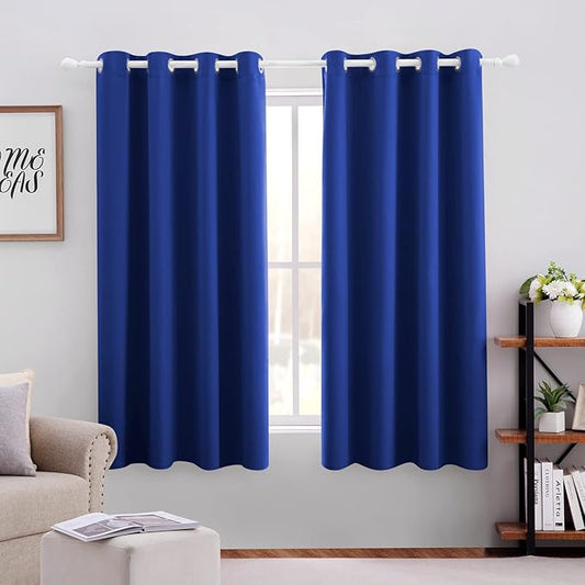 HOMEIDEAS Royal Blue Blackout Curtains 52 X 63 Inch Bedroom Curtains Set of 2 by HOMEIDEAS