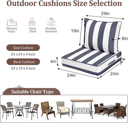 Outdoor Deep Seat Cushions for Patio Furniture Set of 2, Waterproof Outdoor - Image 2